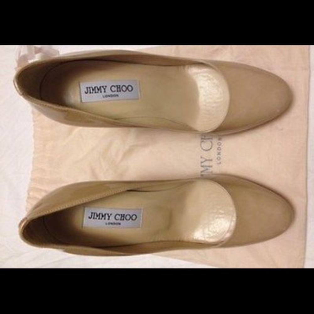 Jimmy Choo Beige Cosmic Patent Pumps 8US/38EUR